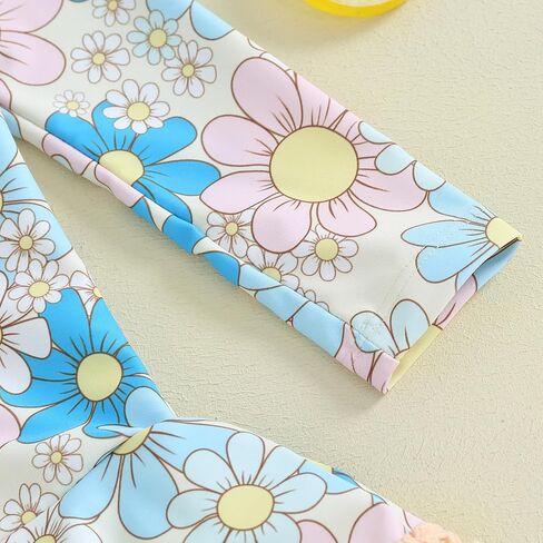 Infant Baby Girl One Piece Rash Guard Ruffle Swimsuit Sun Protection Half Zipper Bathing Suit Beach Swimwear Sunsuit in Kuwait