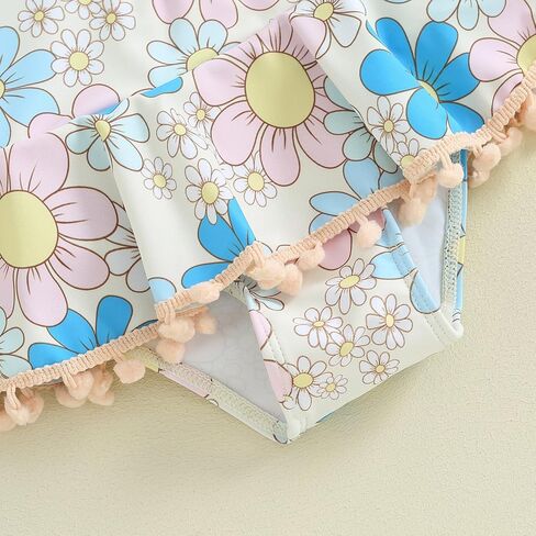 Infant Baby Girl One Piece Rash Guard Ruffle Swimsuit Sun Protection Half Zipper Bathing Suit Beach Swimwear Sunsuit in Kuwait