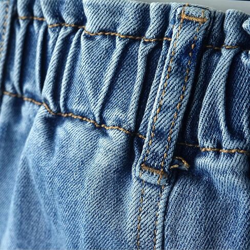 KIDSCOOL SPACE Baby Girls Jeans,Toddler Boy Elastic Waist with D-Ring Square-Shaped Pockets Straight Leg Denim Pants in Saudi Arabia