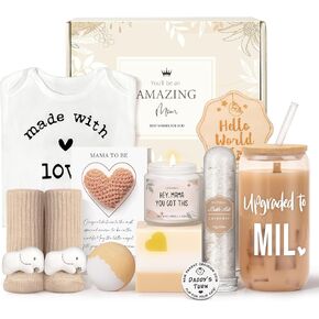 New Mom Gifts for Women, Pregnancy Gifts for New Parents Expecting Mom, New Mom Care Package After Baby, Gender Reveal Gifts, Baby Shower Gifts for Mom to Be, Pregnancy Basket for First Time Moms in Saudi Arabia