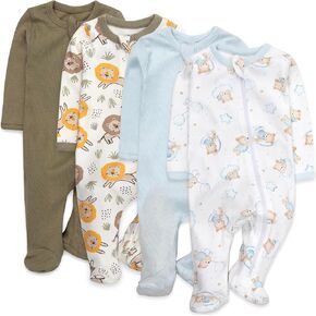 Baby Essentials Boys 4 حزمة مزخرفة وملابس حديثي الولادة الصلبة ، والنوم الطويل الأكمام. in Kuwait