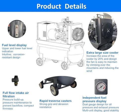 10hp/7.5kw متغير السرعة تردد ضاغط المسمار المسمار مع دبابة وعجلات 30 جالون ، 230 فولت/60 هرتز/مرحلة واحدة/38cfm@116psi اثنين في ضاغط الهواء المنقول واحد in Kuwait