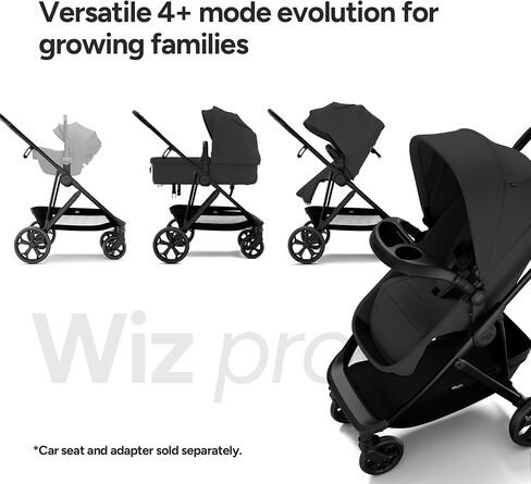 Mompush Wiz Pro 4-in-1 Baby Stroller with Newborn Mode, Full-Size All-Terrain Premium Stroller from Newborn to Toddler, Snack Tray Included for Easy Feeding & Outing, Lay-Flat in Seconds in Saudi Arabia