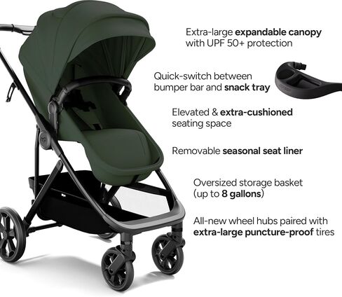 Mompush Wiz Pro Baby Stroller with Bassinet Mode, Snack Tray Included | Reversible Seat Newborn to 50 lbs Large Canopy All-Terrain Wheels Large Storage Basket One-Hand Compact Fold in Saudi Arabia