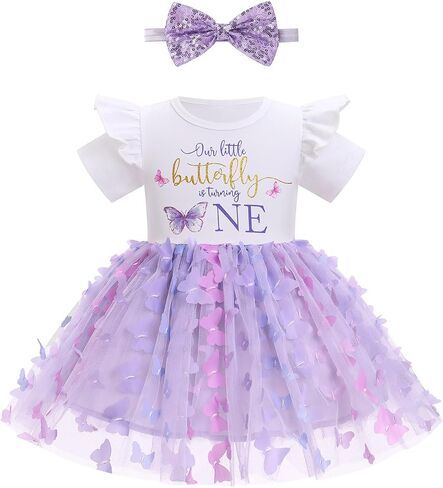 Awibmk Baby Girls 1st Birthdy Dress Frusty Sleeve Tutu Dresses with equin Beadband Photoshoot Cake Smash Outfits in Saudi Arabia