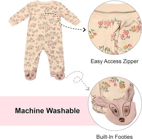 Magic Threadz Disney Clothes Baby Girls Coveralls Coveralls Winnie the Pooh و Bambi و Marie Printiped (0/3M-6/9M) in Kuwait