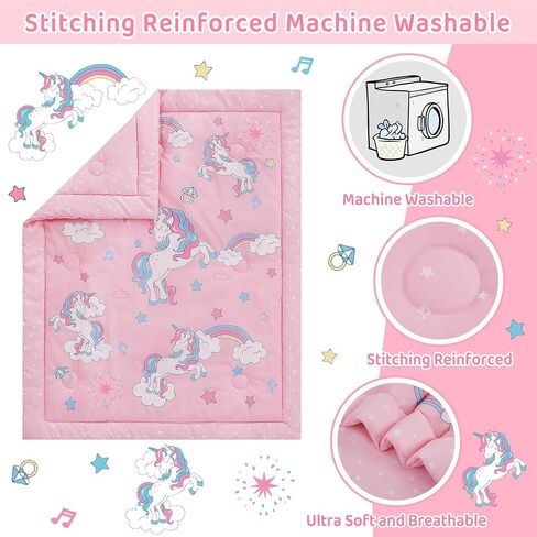 Viviland 3 Pieces Baby Bedding Set for Boy Girls, Baby Bedding Set for Newborn, Infant & Toddler - Unicorn in Kuwait