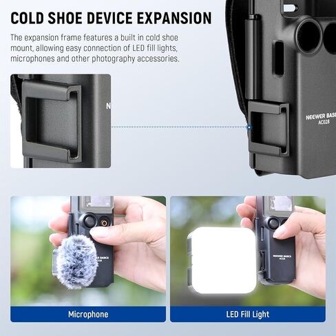 Neewer Basics حالة وقائية مع حزام يدوي ، متوافق مع DJI Osmo Pocket 3 ، Pocket 3 Creator Combo Accessories ، مقبض الامتداد ، إطار تمديد السكن ، الحذاء البارد ، منفذ C -CAT ، SD SLOT in Kuwait