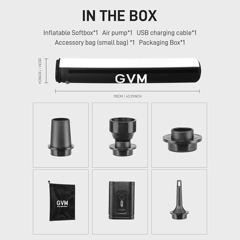 GVM 43 "/ 110 سم قابلة للطي قابلة للطي قابلة للطي ، مربع ناعم طري محمول ، متوافق مع GVM 200B/ 300B/ 500B/ 650B وضوء Bowens آخر لتسجيله ، الصور in Kuwait