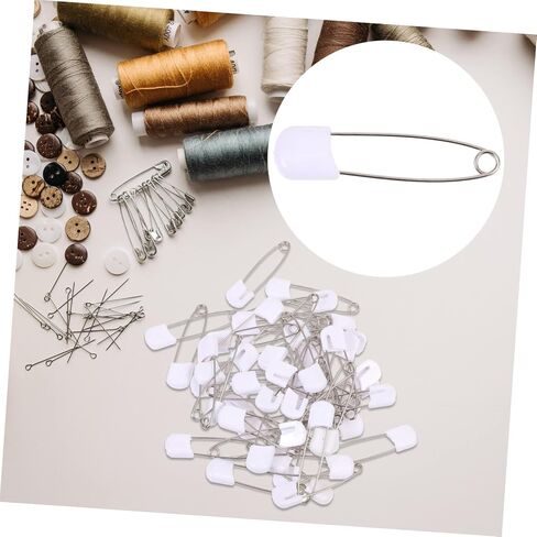 Nuobesty 50pcs دبابيس أمان حديثي الولادة بيضاء كبيرة لربط الحفاضات دبابيس متينة للملابس لحافز الألحفة والسترات الصوفية الآمنة والمقاومة in Saudi Arabia