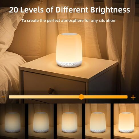 ضوء ليلي LED TOUCH DIMMABLE مع 20 مستوى من السطوع 4 مؤقت البطارية قابلة لإعادة الشحن لغرفة نوم غرفة معيشة حضانة الأطفال المنزل للأطفال والبالغين الرضاعة الطبيعية مساعدة نوم أبيض in Saudi Arabia