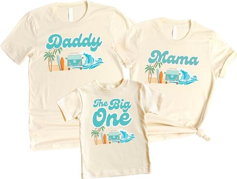 The Big One Surf Thief Matching Family Birthday Shirts for Boys & Girls ، Mama ، Daddy ، Sister ، Brother -Sold بشكل فردي in Kuwait