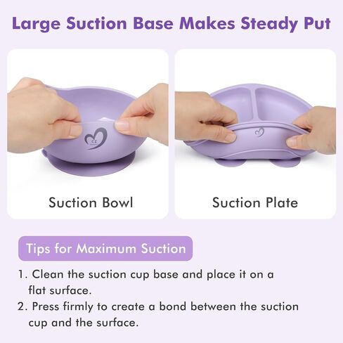 Silicone Baby Feeding Set Essentials,13 Pcs,Baby Led Weaning Supplies, Baby Spoons Suction Bowl Divided Plate Bib Cup Finger Brush,First Stage Solid Food Eating Utensils - 6 Months + (Purple) in Saudi Arabia