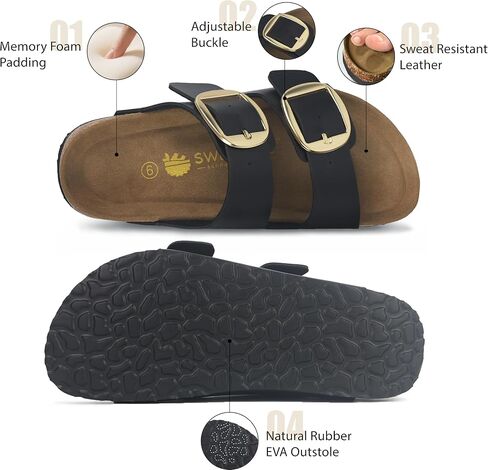 Sweechee Women's Cork Sandals Soft Footbed, Comfortable Slides Shoes for Women in Saudi Arabia