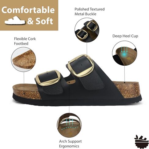 Sweechee Women's Cork Sandals Soft Footbed, Comfortable Slides Shoes for Women in Saudi Arabia