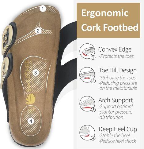 Sweechee Women's Cork Sandals Soft Footbed, Comfortable Slides Shoes for Women in Saudi Arabia