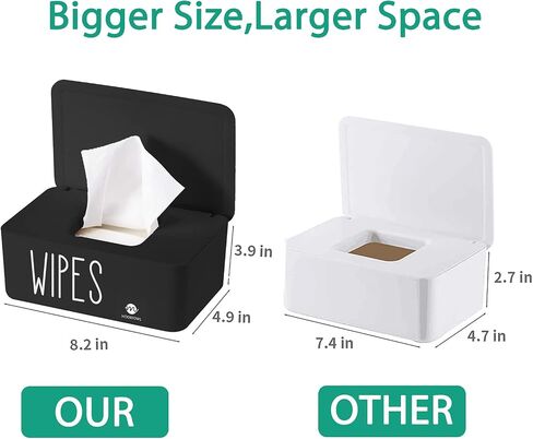 Moorfowl Baby Wipe Dispenser for Bathroom, Upgarde Design(8.2L x 4.9W x 3.9H inches), Minimalist Wipes Holder Container Flushable (Black-New) in Saudi Arabia