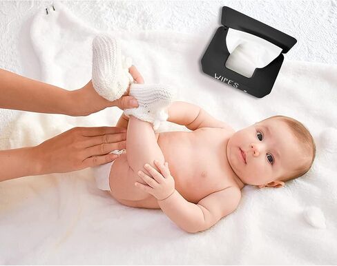 Moorfowl Baby Wipe Dispenser for Bathroom, Upgarde Design(8.2L x 4.9W x 3.9H inches), Minimalist Wipes Holder Container Flushable (Black-New) in Saudi Arabia