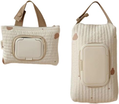 Embroidered Bear Stroller Wet Wipe Pouches Portable Baby Wipe Holder Embroidery Baby Wipes Storage Bag for Travel in Kuwait