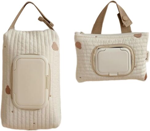 Embroidered Bear Stroller Wet Wipe Pouches Portable Baby Wipe Holder Embroidery Baby Wipes Storage Bag for Travel in Kuwait