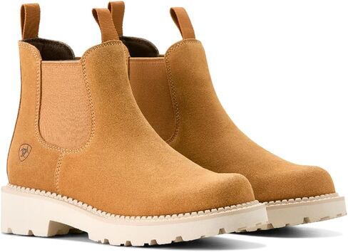 ARIAT WOMENS FATBABY TWIN GORE ROUND TOE سحب على تشيلسي أحذية غير رسمية الكاحل منخفضة 1-2 " - بني in Kuwait