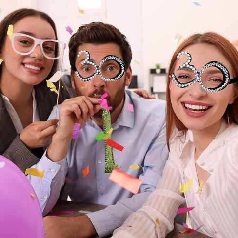 cssopenss 12 قطعة من نظارات عيد الميلاد الستين، نظارات عيد ميلاد ذهبية وردية 60 عامًا، نظارات بلاستيكية مضحكة لعيد الميلاد الستين نظارات شمسية كشك زي لحفلات أعياد الميلاد النسائية in Kuwait