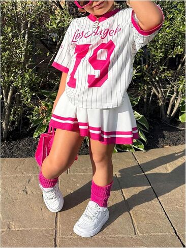 Soly Hux Toddler Girl's Summer Girls Jersey T Shirt مع التنانير الرياضية اللطيفة اللطيفة 2 قطعة in Kuwait