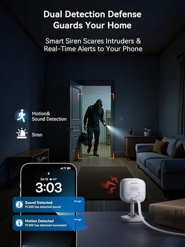 كاميرا أمان داخلية خارجية 2K WIFI CAM 丨 أمن المنزل ، مراقب الأطفال ، كاميرا الحيوانات الأليفة 丨 التحكم في الهواتف الذكية ، تنبيه فوري ، اكتشاف الحركة ، الرؤية الليلية ، السحابة والمحلية ، شارك في الأسرة in Kuwait