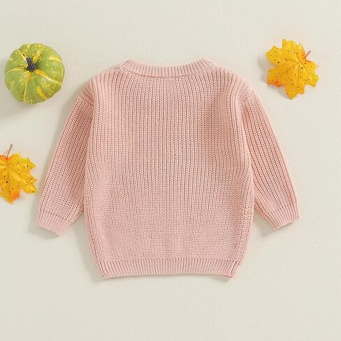 Toddler Baby Girl Halloween Outfit Pumpkin Bow Embroidery Knit Sweater Pullover Sweatshirt Fall Winter Clothes in Saudi Arabia