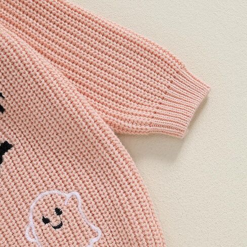 Toddler Baby Girl Halloween Outfit Pumpkin Bow Embroidery Knit Sweater Pullover Sweatshirt Fall Winter Clothes in Saudi Arabia