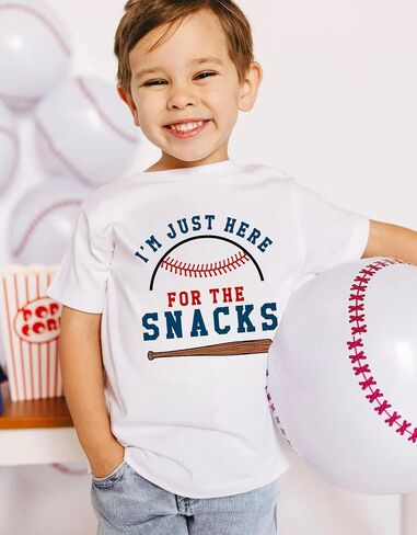 Toddler Baseball Shirt Boys I'm Just Here for The Snacks Baseball T-Shirts in Saudi Arabia