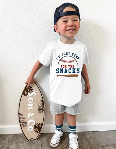 Toddler Baseball Shirt Boys I'm Just Here for The Snacks Baseball T-Shirts in Saudi Arabia