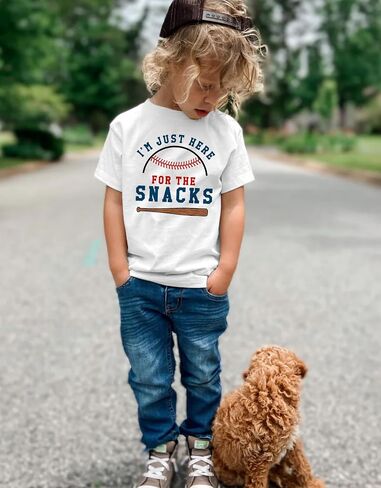 Toddler Baseball Shirt Boys I'm Just Here for The Snacks Baseball T-Shirts in Saudi Arabia
