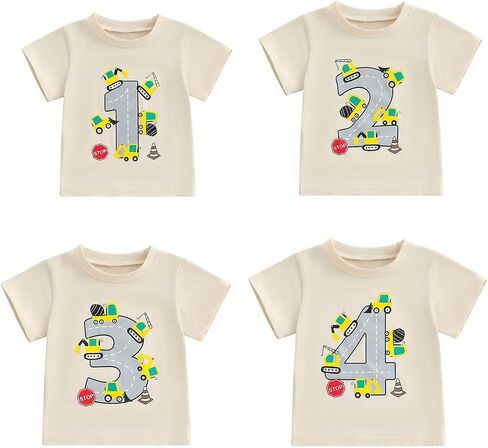 1-4 Year Old Toddler Boy Birthday Shirt Cute Cartoon Animal Print 1st/2nd/3rd/4th Birthday T-Shirt in Saudi Arabia