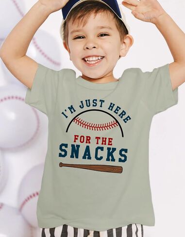 Toddler Baseball Shirt Boys I'm Just Here for The Snacks Baseball T-Shirts in Saudi Arabia
