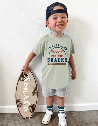 Toddler Baseball Shirt Boys I'm Just Here for The Snacks Baseball T-Shirts in Saudi Arabia