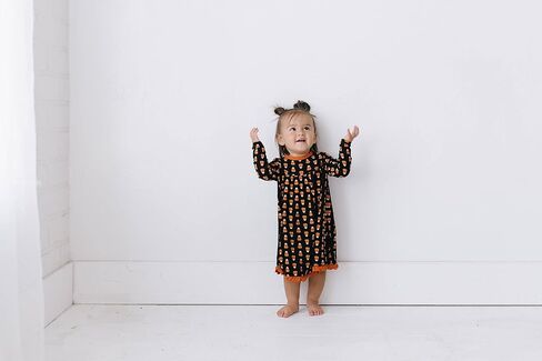 Halloween Long Sleeve Swing Dress for Girls, Long Sleeves Super Soft Baby and Kid Clothes, Festive Dress for Fall in Saudi Arabia