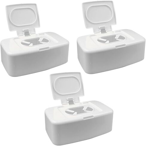 VOSAREA Baby Wipes Box Dispenser Diaper Wipes Dispenser, 3pcs Tissue Storage Box Case Refillable Dispenser Holder Baby Wipes Container with Lid for Home Office Cars in Saudi Arabia