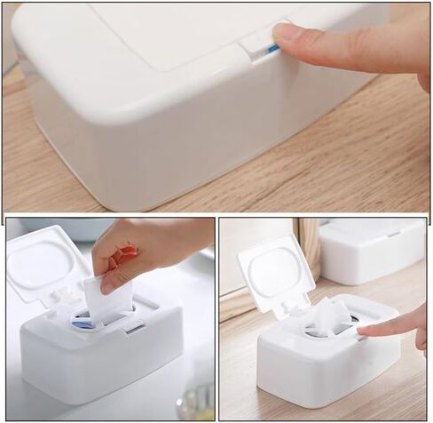 VOSAREA Baby Wipes Box Dispenser Diaper Wipes Dispenser, 3pcs Tissue Storage Box Case Refillable Dispenser Holder Baby Wipes Container with Lid for Home Office Cars in Saudi Arabia