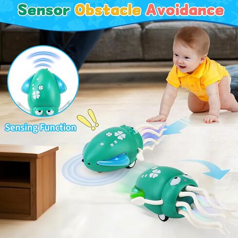 USB Rechargeable Dancing Octopus Baby Toy - Electric Crawling & Tummy Time Toy, Magical Musical Squid, Stress-Relief Desk Decor - Birthday for Kids Ages 1 2 3 4 5 6, Boys (Green) in Kuwait