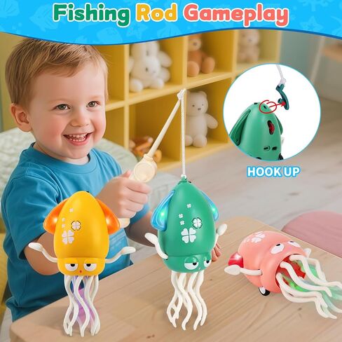 USB Rechargeable Dancing Octopus Baby Toy - Electric Crawling & Tummy Time Toy, Magical Musical Squid, Stress-Relief Desk Decor - Birthday for Kids Ages 1 2 3 4 5 6, Boys (Green) in Kuwait