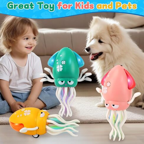 USB Rechargeable Dancing Octopus Baby Toy - Electric Crawling & Tummy Time Toy, Magical Musical Squid, Stress-Relief Desk Decor - Birthday for Kids Ages 1 2 3 4 5 6, Boys (Green) in Kuwait