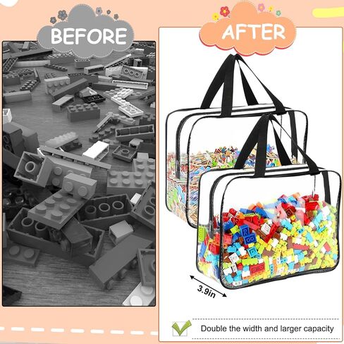 6 Packs Large Toy Storage Bags with Labels, Reusable Clear PVC Board Game Storage, Travel Waterproof Organizer Bags with Zipper for Building Blocks, Puzzle, Kids Books in Kuwait