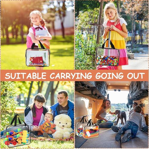 6 Packs Large Toy Storage Bags with Labels, Reusable Clear PVC Board Game Storage, Travel Waterproof Organizer Bags with Zipper for Building Blocks, Puzzle, Kids Books in Kuwait