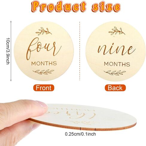 Grevosea 7 Pcs Baby Milestone Cards, Double Sided Wooden Baby Months Signs Welcome Home or Hello World Sign Cards Baby Shower Gifts for New Parents 0-12 Months Newborn Growth Recording in Saudi Arabia