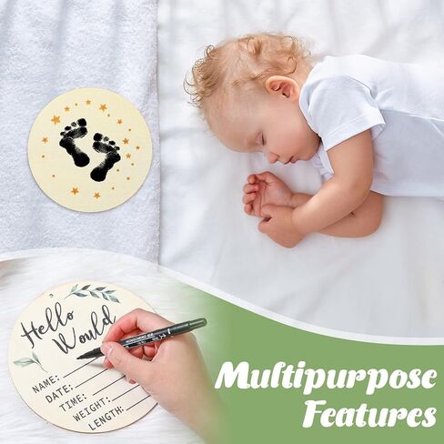 Baby Announcement Sign, Round Baby Nursery Name Signs Monthly Baby Milestone Monthly Milestone Wood Discs Hello World Newborn Sign for Photo Prop(Plant) in Saudi Arabia