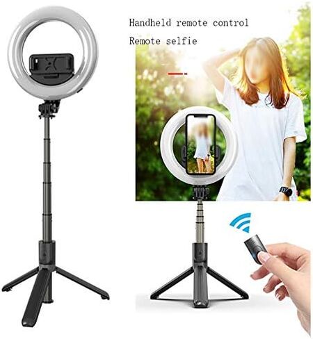 Foldable Portable Selfie Stick Light with Tripod Stand Mobile Phone Holder LED Rechargeable Dimmable RingLight in Saudi Arabia