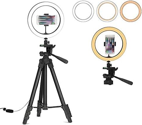 Selfie Led Lamp Light with 43 Inch Tripod Stand Holder Remote Photography Camera Dimmable(16cm-Tripod-Sliver) in Saudi Arabia