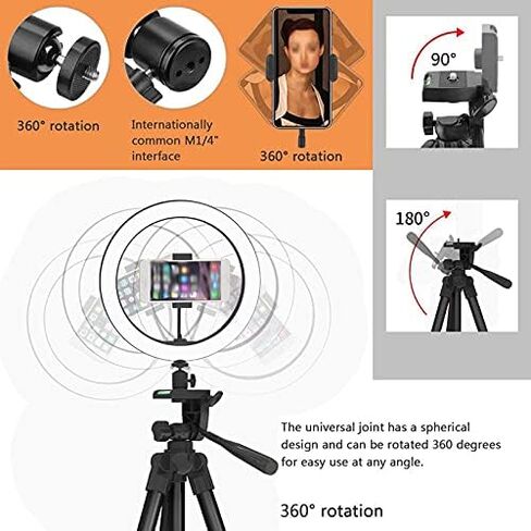 Selfie Led Lamp Light with 43 Inch Tripod Stand Holder Remote Photography Camera Dimmable(16cm-Tripod-Sliver) in Saudi Arabia