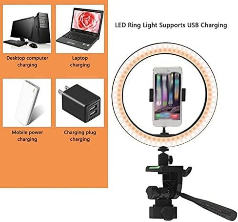 Selfie Led Lamp Light with 43 Inch Tripod Stand Holder Remote Photography Camera Dimmable(16cm-Tripod-Sliver) in Saudi Arabia